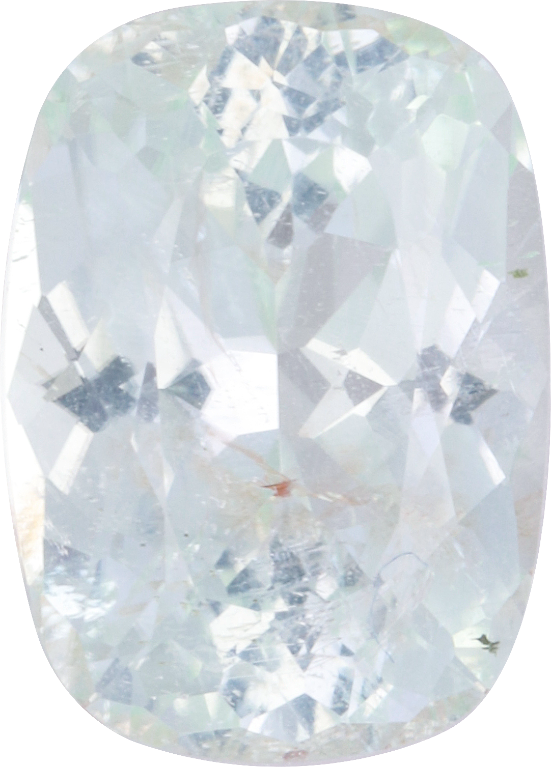 Cushion cut paraiba tourmaline, 10.16 by 7.3 mm, shown at actual size