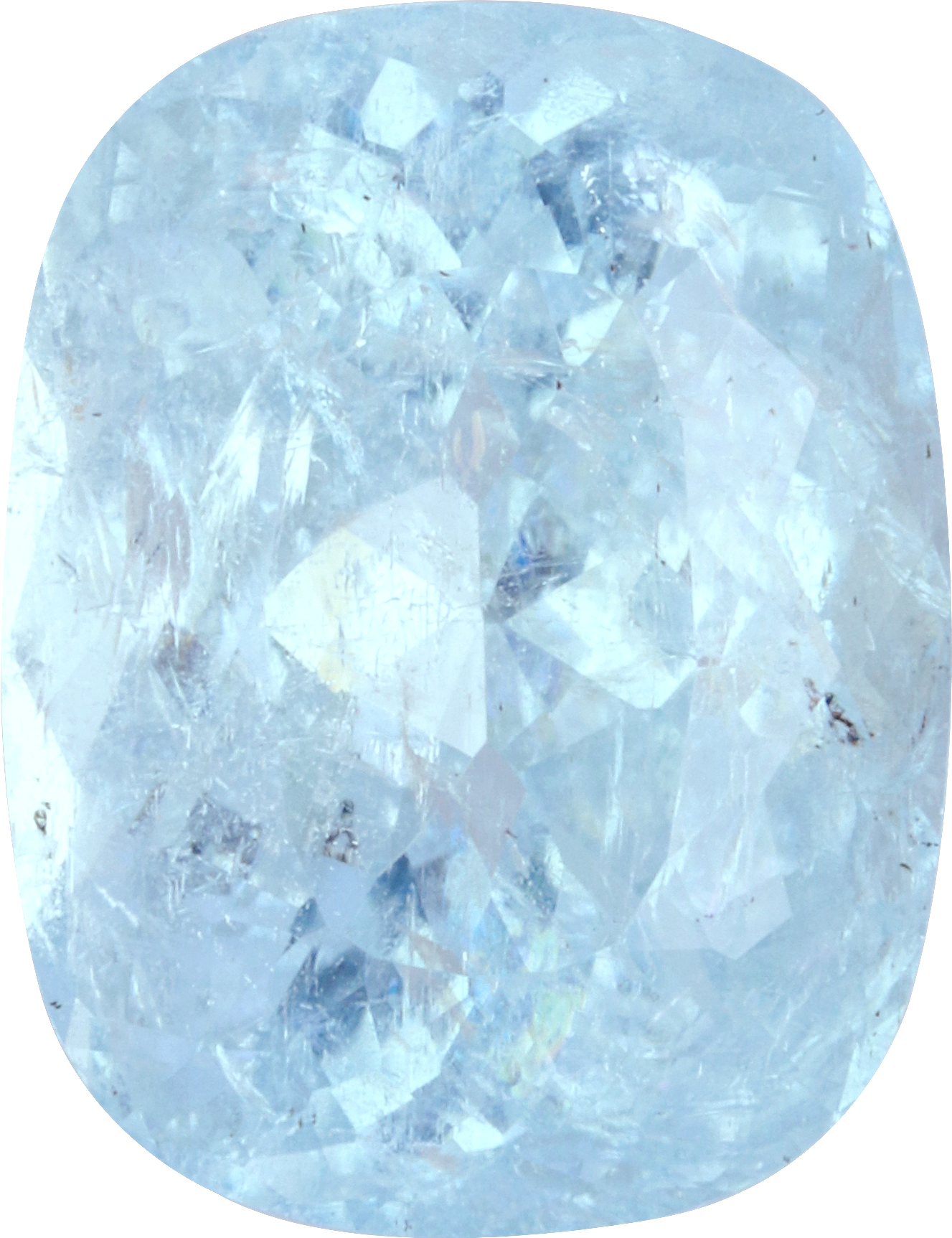 Cushion cut paraiba tourmaline, 13.85 by 10.65 mm, shown at actual size