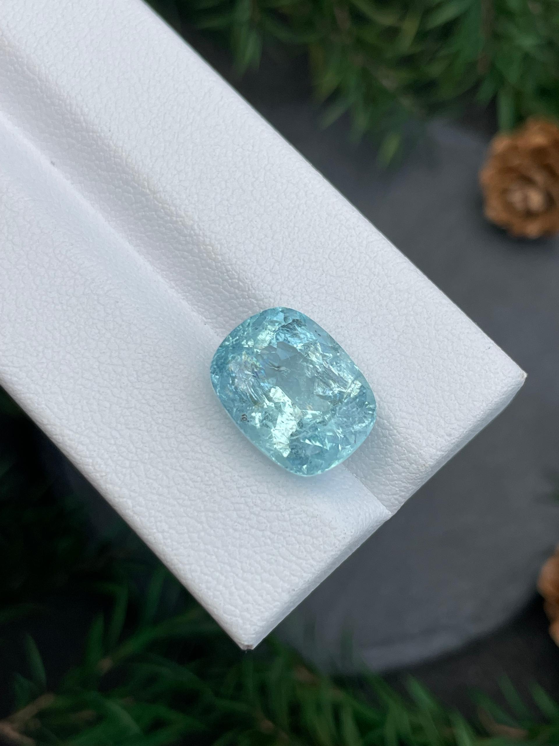 ice blue paraiba tourmaline, 8.49ct cushion cut — view 6