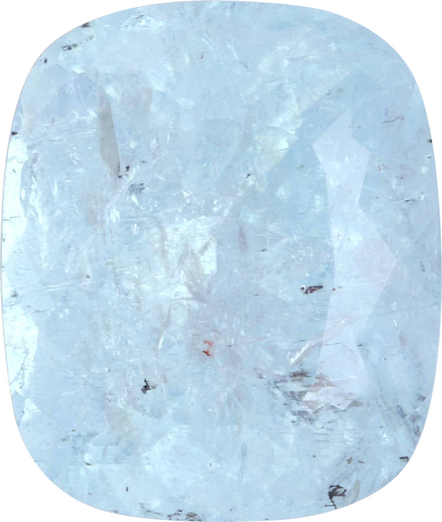Cushion cut paraiba tourmaline, 14.21 by 11.97 mm, shown at actual size
