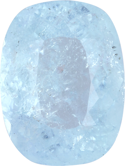 Cushion cut paraiba tourmaline, 14.79 by 11.16 mm, shown at actual size