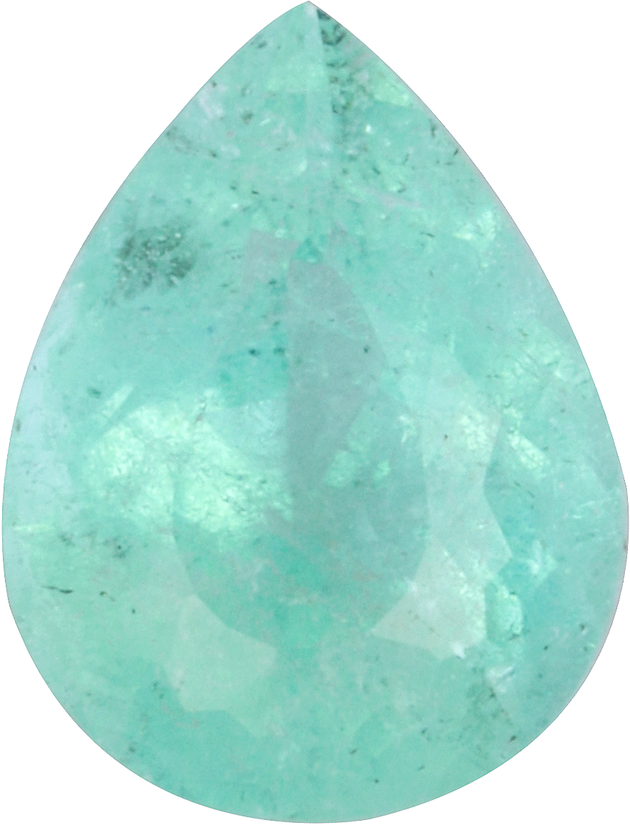 Pear cut paraiba tourmaline, 7.89 by 6.01 mm, shown at actual size