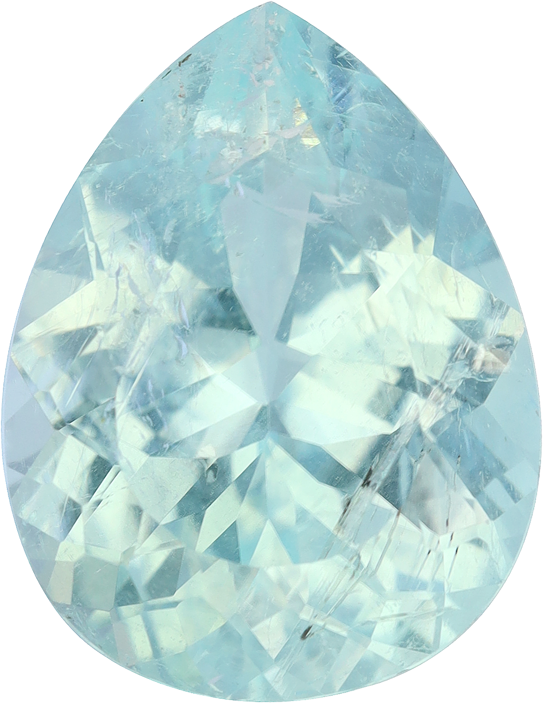 Pear cut paraiba tourmaline, 13.73 by 10.52 mm, shown at actual size