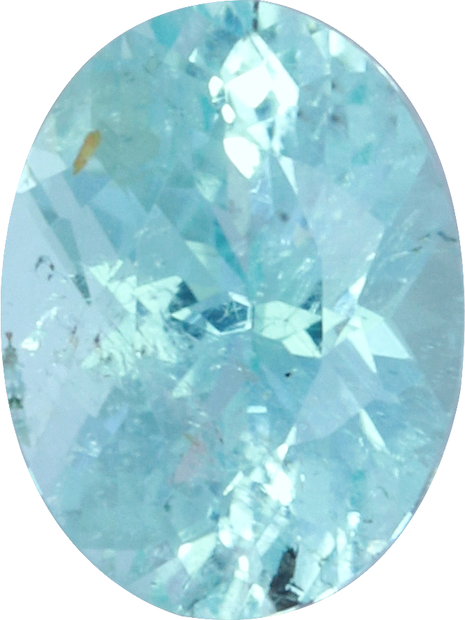 Oval cut paraiba tourmaline, 6.07 by 4.62 mm, shown at actual size