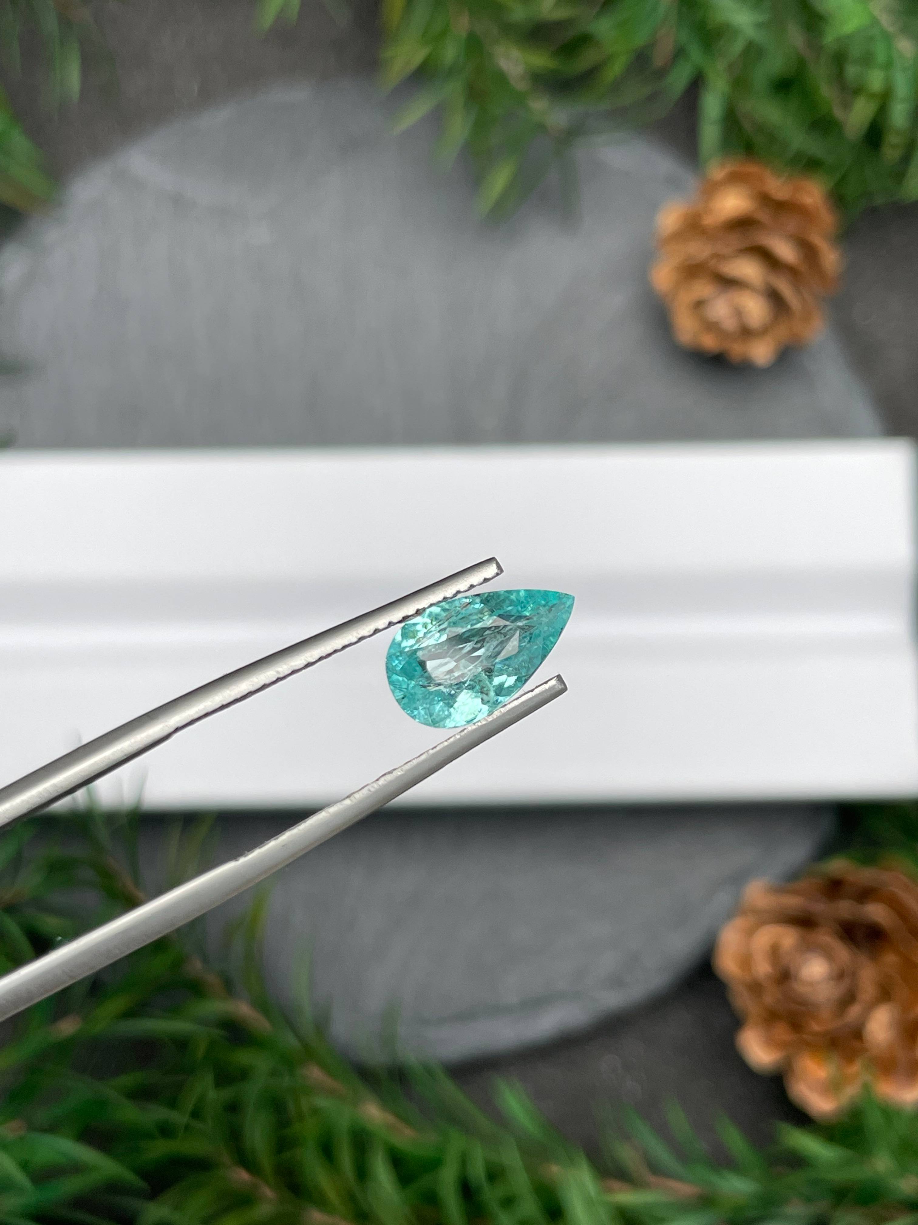 Neon blue paraiba tourmaline, 1.52ct pear cut — view 5