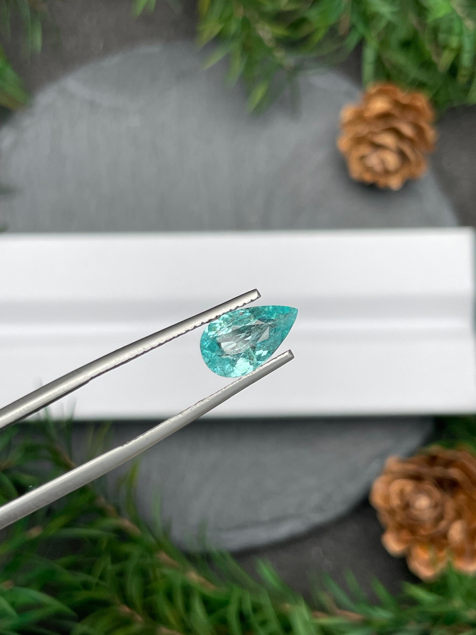 Neon blue paraiba tourmaline, 1.52ct pear cut — view 5