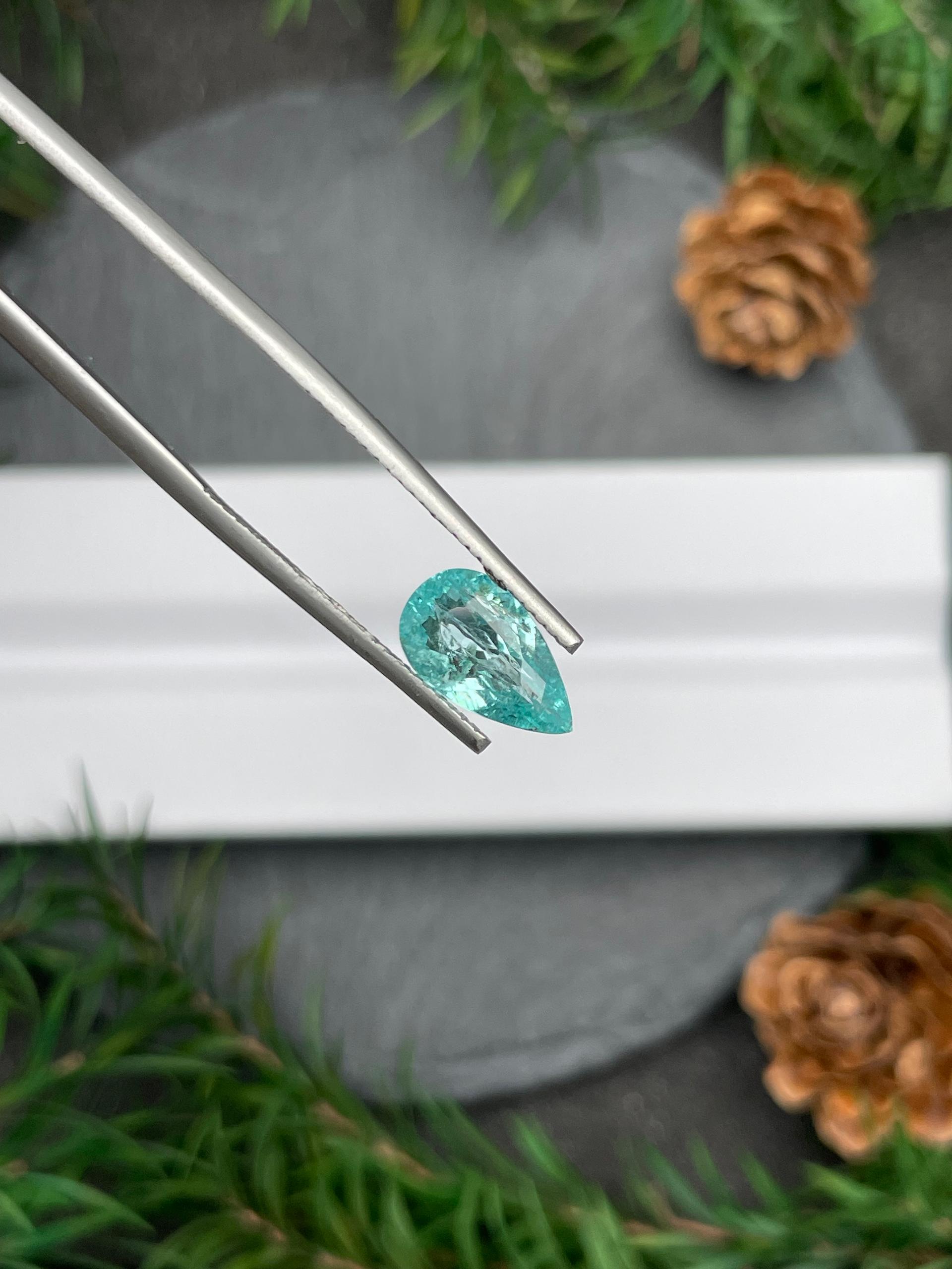 Neon blue paraiba tourmaline, 1.52ct pear cut — view 6