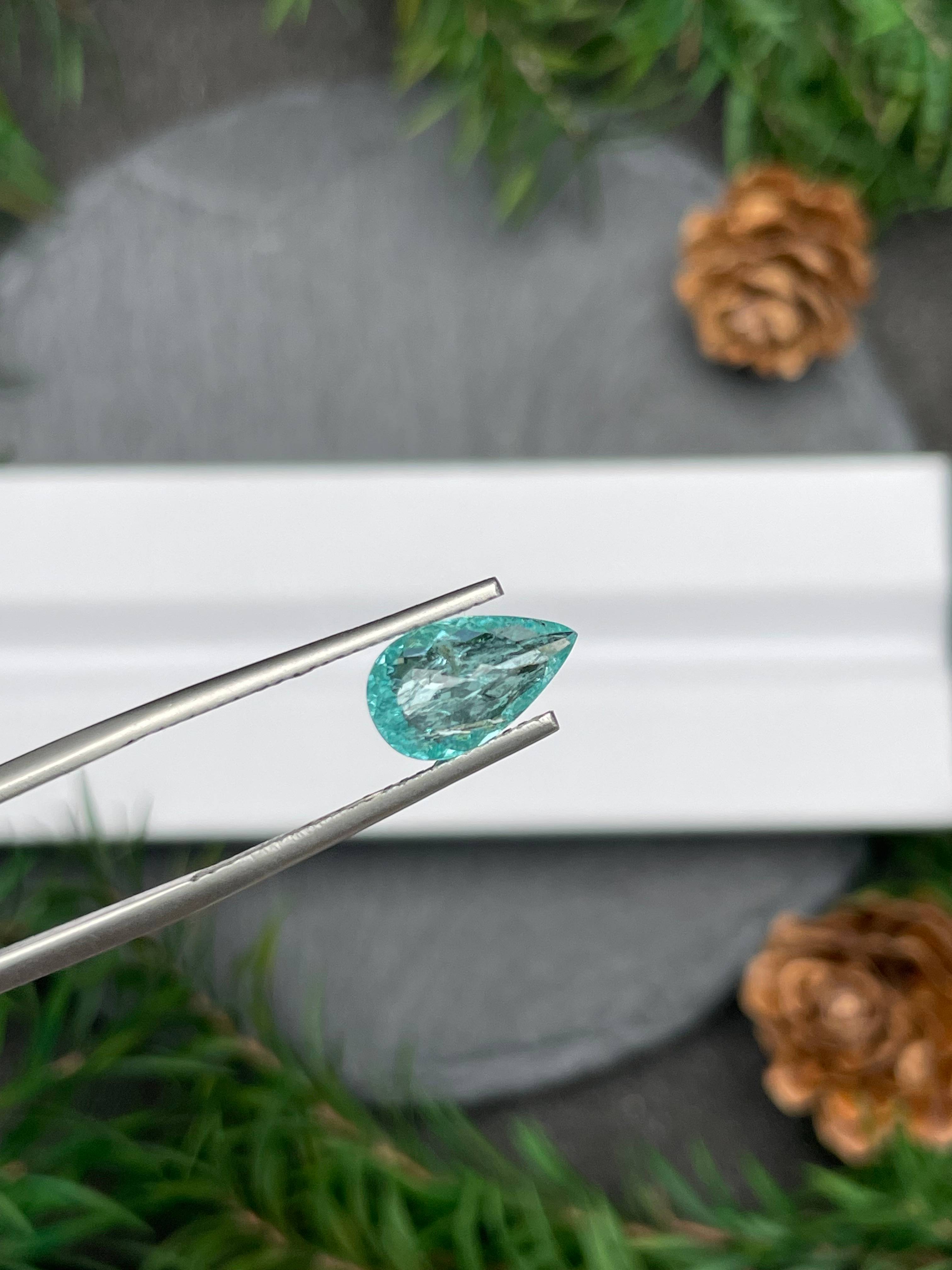 Neon blue paraiba tourmaline, 1.52ct pear cut — view 7