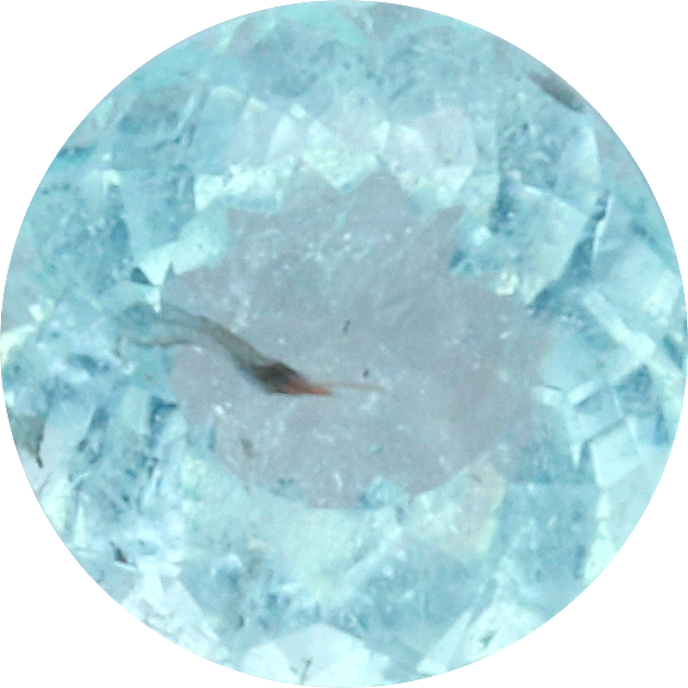 Round cut paraiba tourmaline, 4.49 by 4.5 mm, shown at actual size