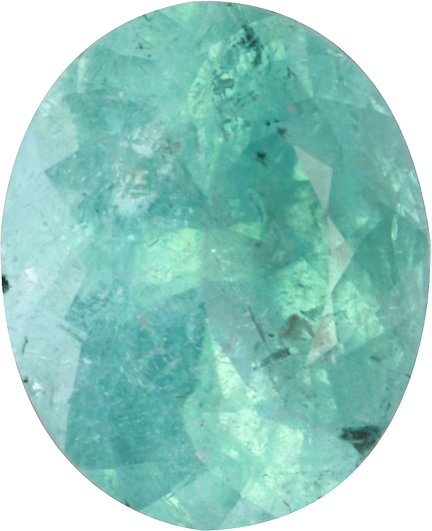 Oval cut paraiba tourmaline, 7.38 by 6.03 mm, shown at actual size