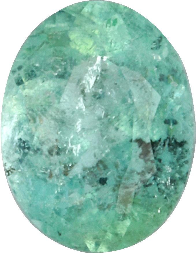 Oval cut paraiba tourmaline, 6.04 by 4.67 mm, shown at actual size