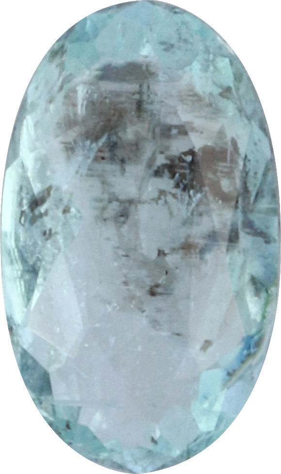 Oval cut paraiba tourmaline, 6.92 by 4.08 mm, shown at actual size