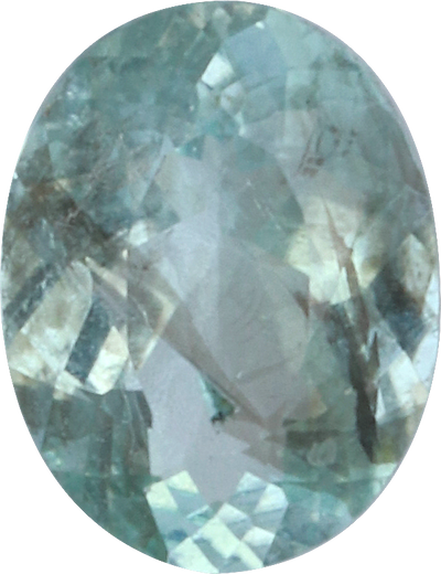 Oval cut paraiba tourmaline, 5.54 by 4.2 mm, shown at actual size