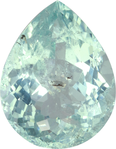 Pear cut paraiba tourmaline, 12.04 by 9.41 mm, shown at actual size