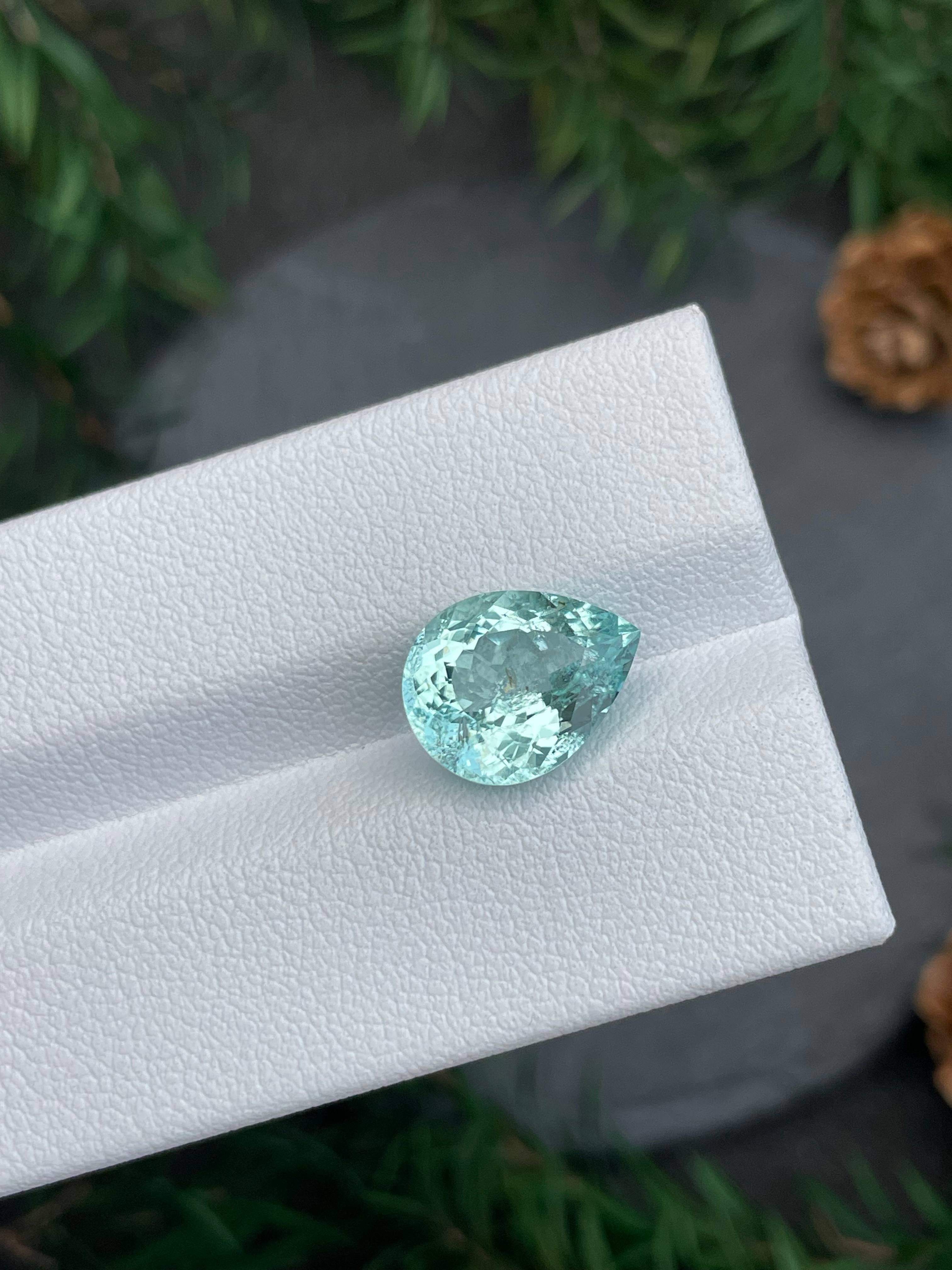 sky blue paraiba tourmaline, 4.02ct pear cut — view 5