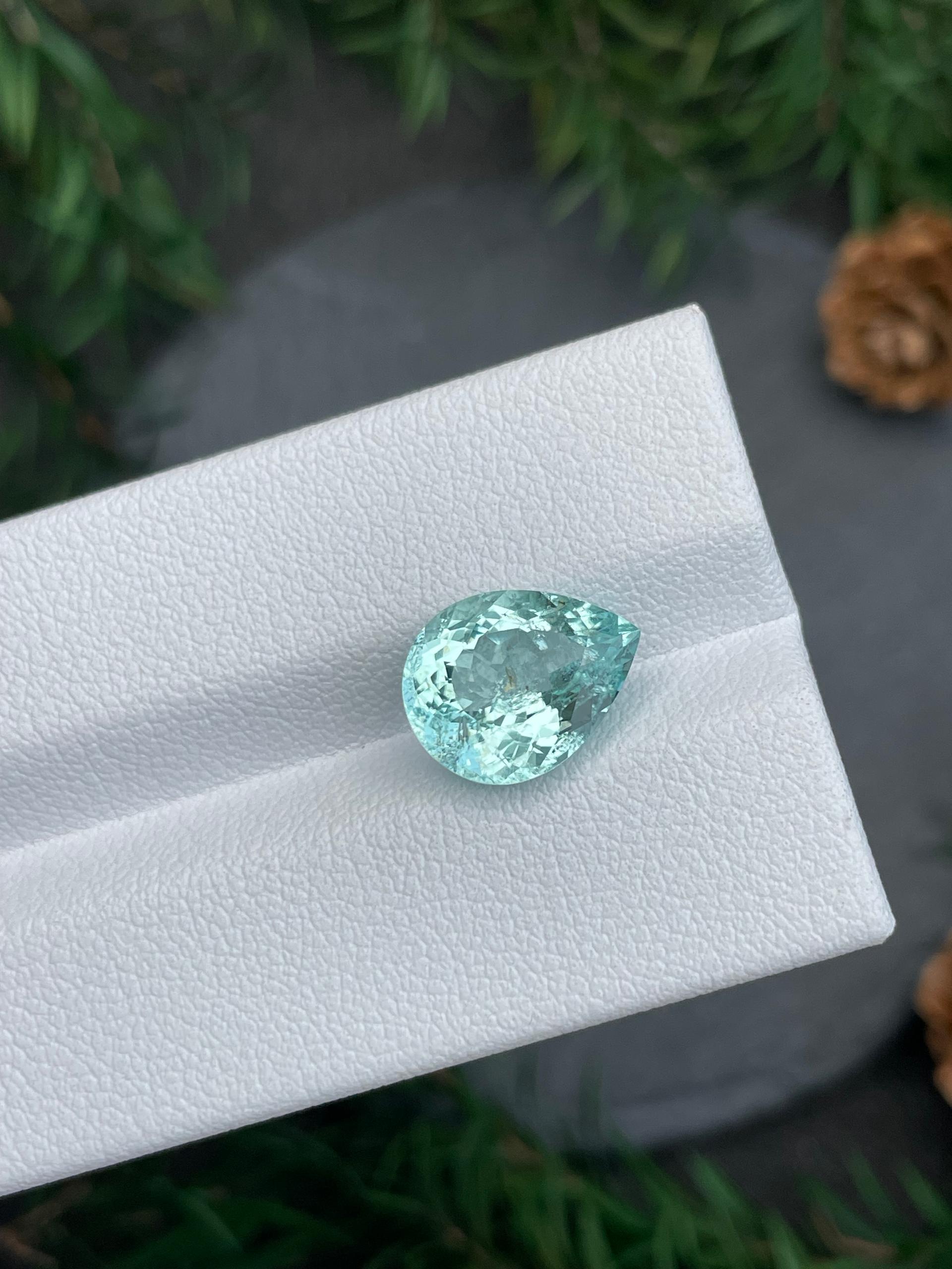 sky blue paraiba tourmaline, 4.02ct pear cut — view 5