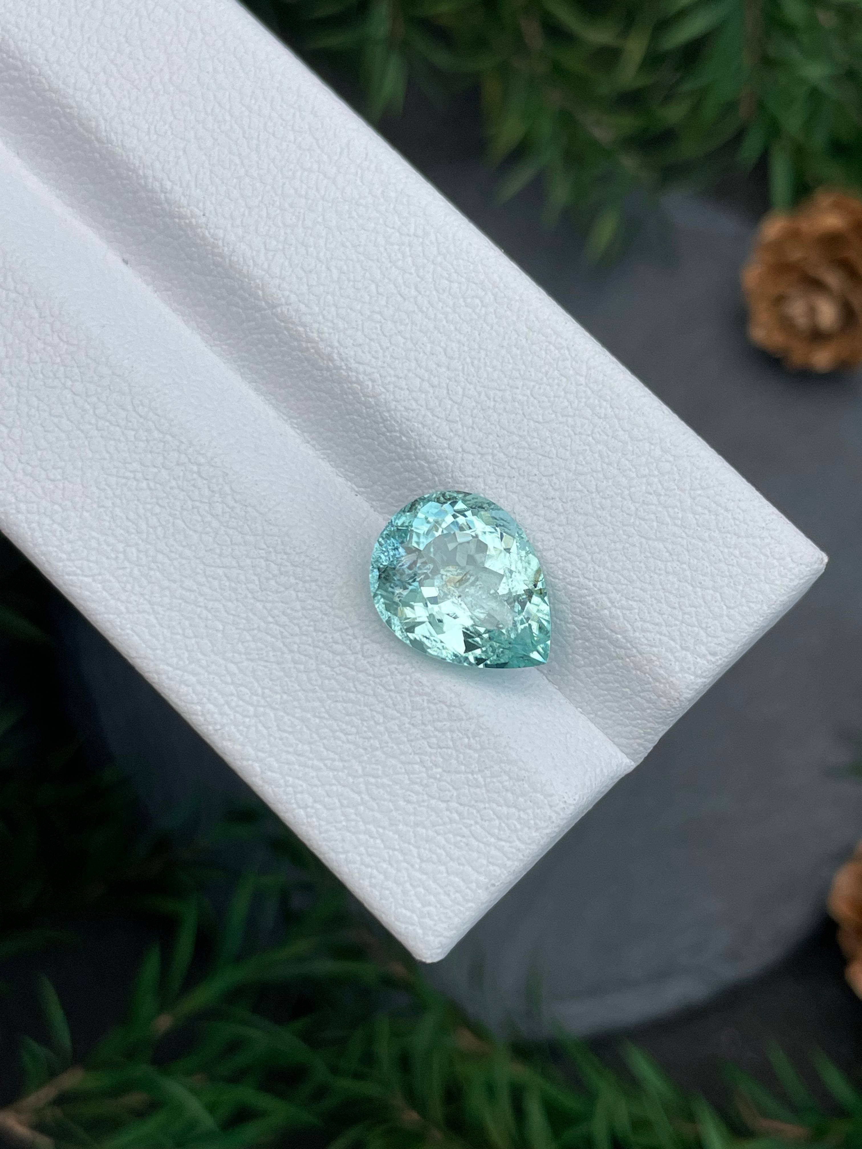 sky blue paraiba tourmaline, 4.02ct pear cut — view 6