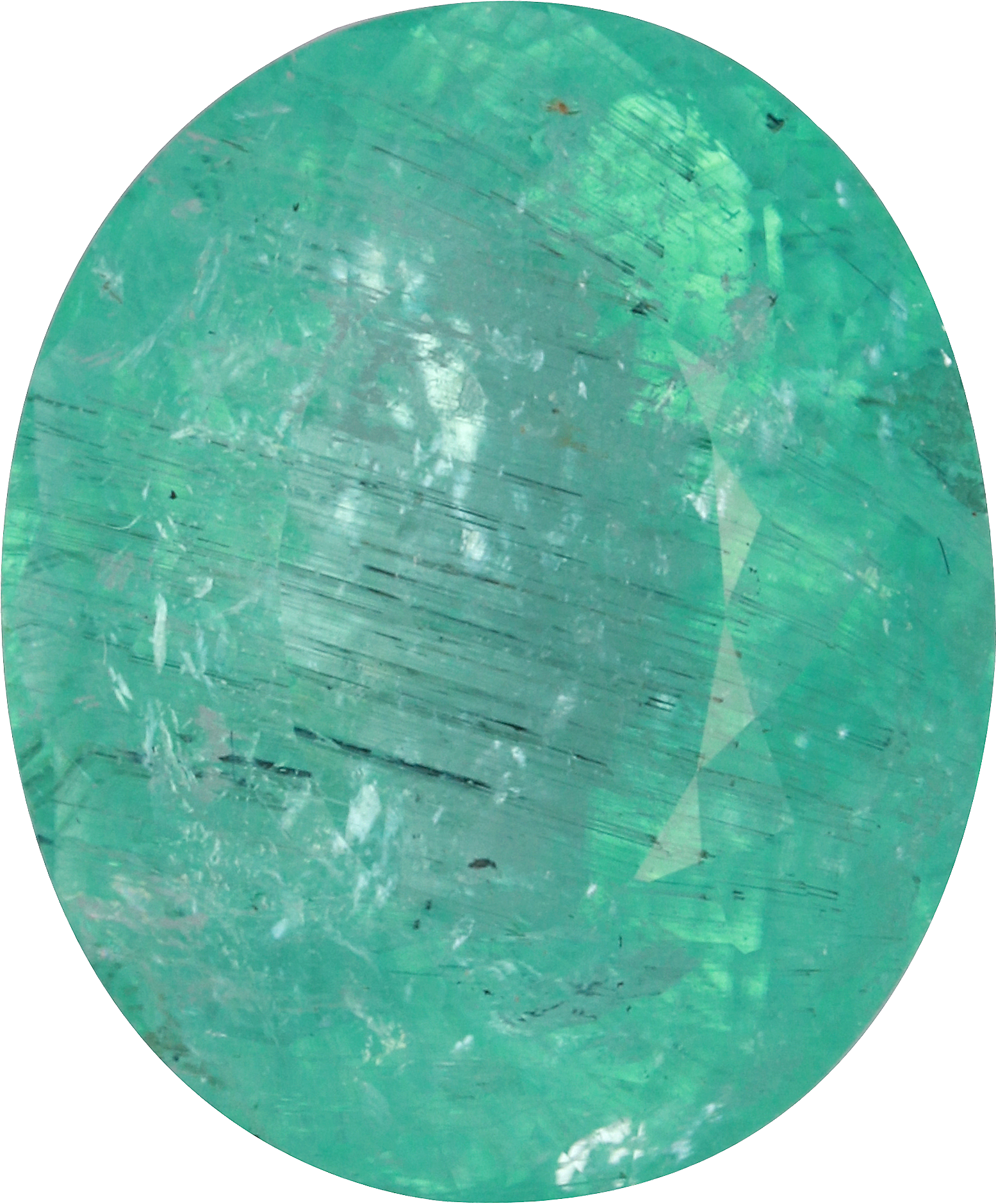 Oval cut paraiba tourmaline, 16.02 by 13.16 mm, shown at actual size