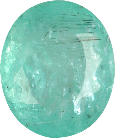 Oval cut paraiba tourmaline, 13.65 by 11.41 mm, shown at actual size