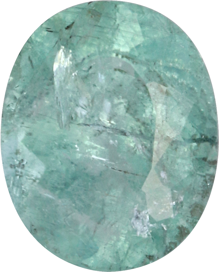 Oval cut paraiba tourmaline, 8.06 by 6.46 mm, shown at actual size