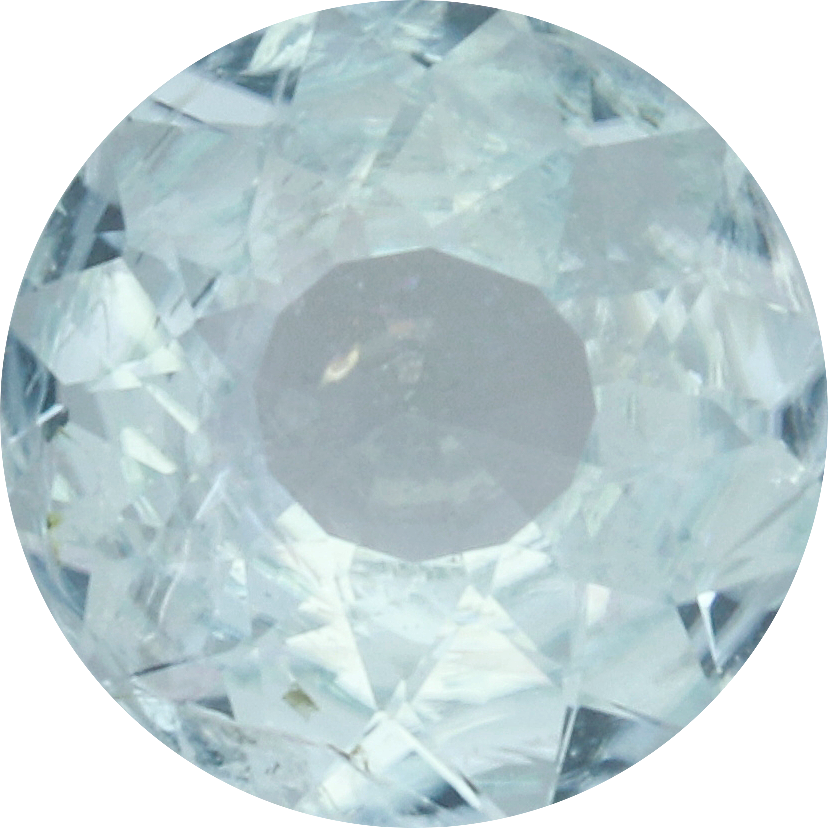 Round cut paraiba tourmaline, 5.64 by 5.62 mm, shown at actual size