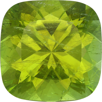 Cushion cut cuprian tourmaline, 18.56 by 18.5 mm, shown at actual size