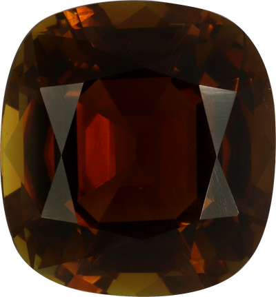 Cushion cut cuprian tourmaline, 13.33 by 12.41 mm, shown at actual size