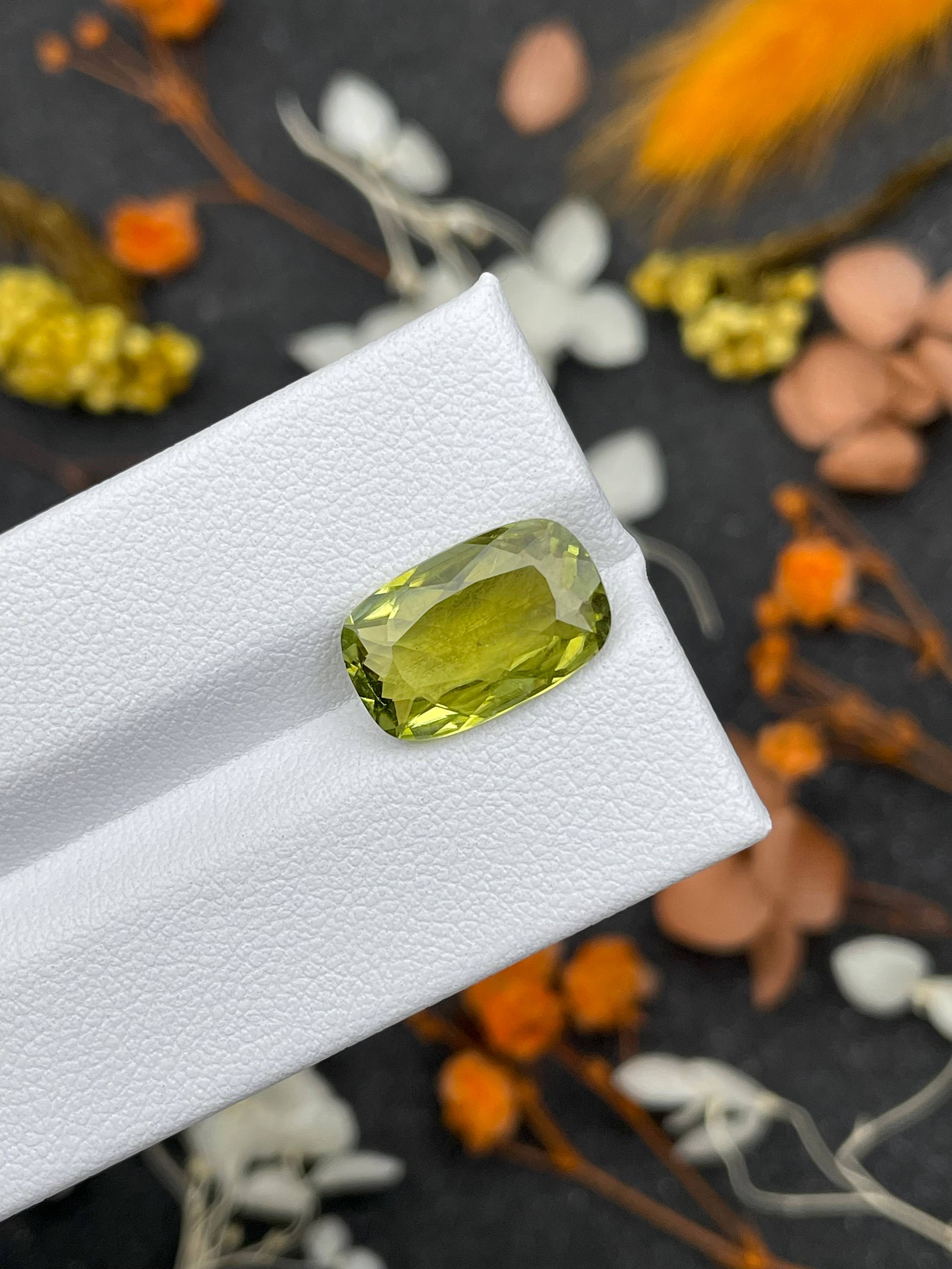 lime green cuprian tourmaline, 4.33ct cushion cut — view 6