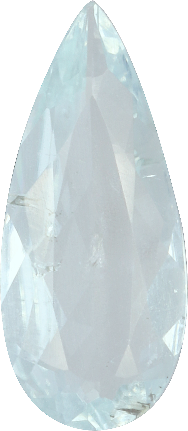 Pear cut paraiba tourmaline, 11.44 by 5.02 mm, shown at actual size