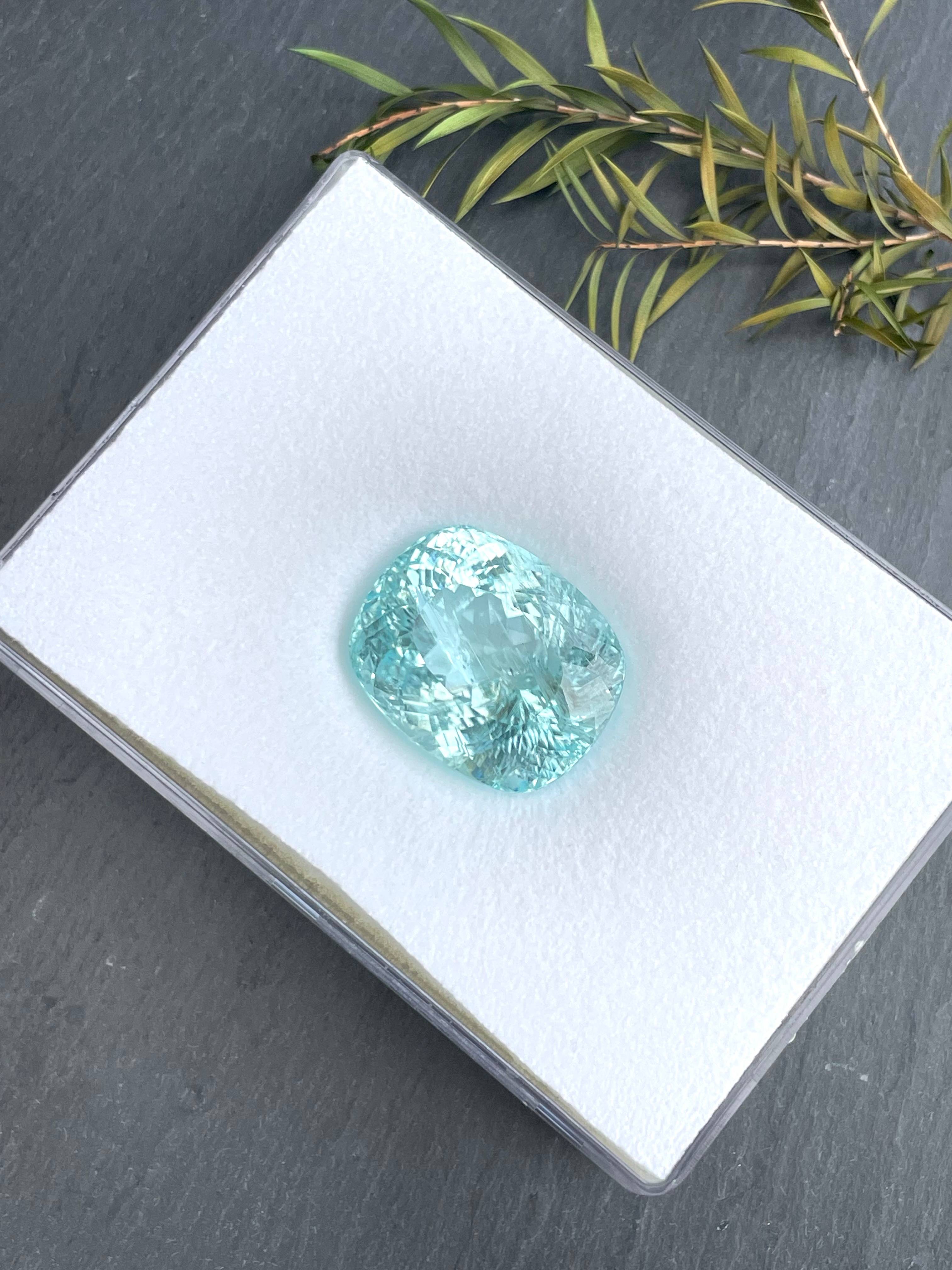 Neon blue paraiba tourmaline, 55.51ct cushion cut — view 5