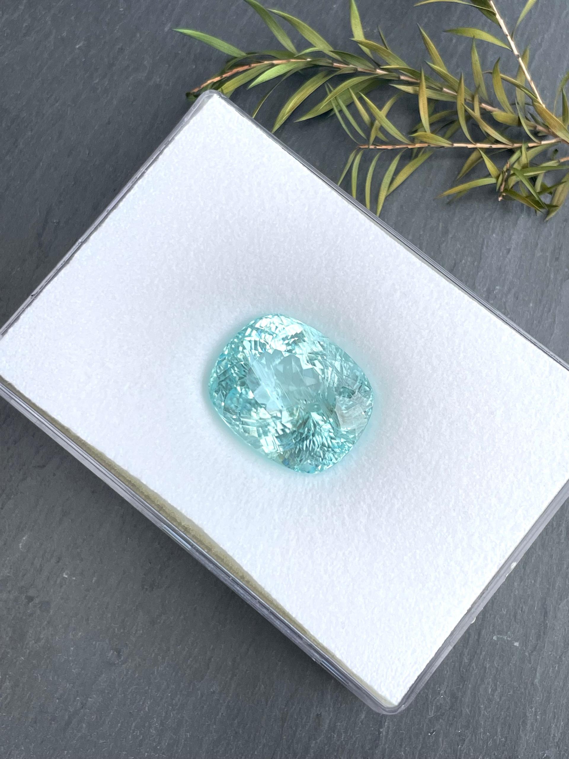 Neon blue paraiba tourmaline, 55.51ct cushion cut — view 5