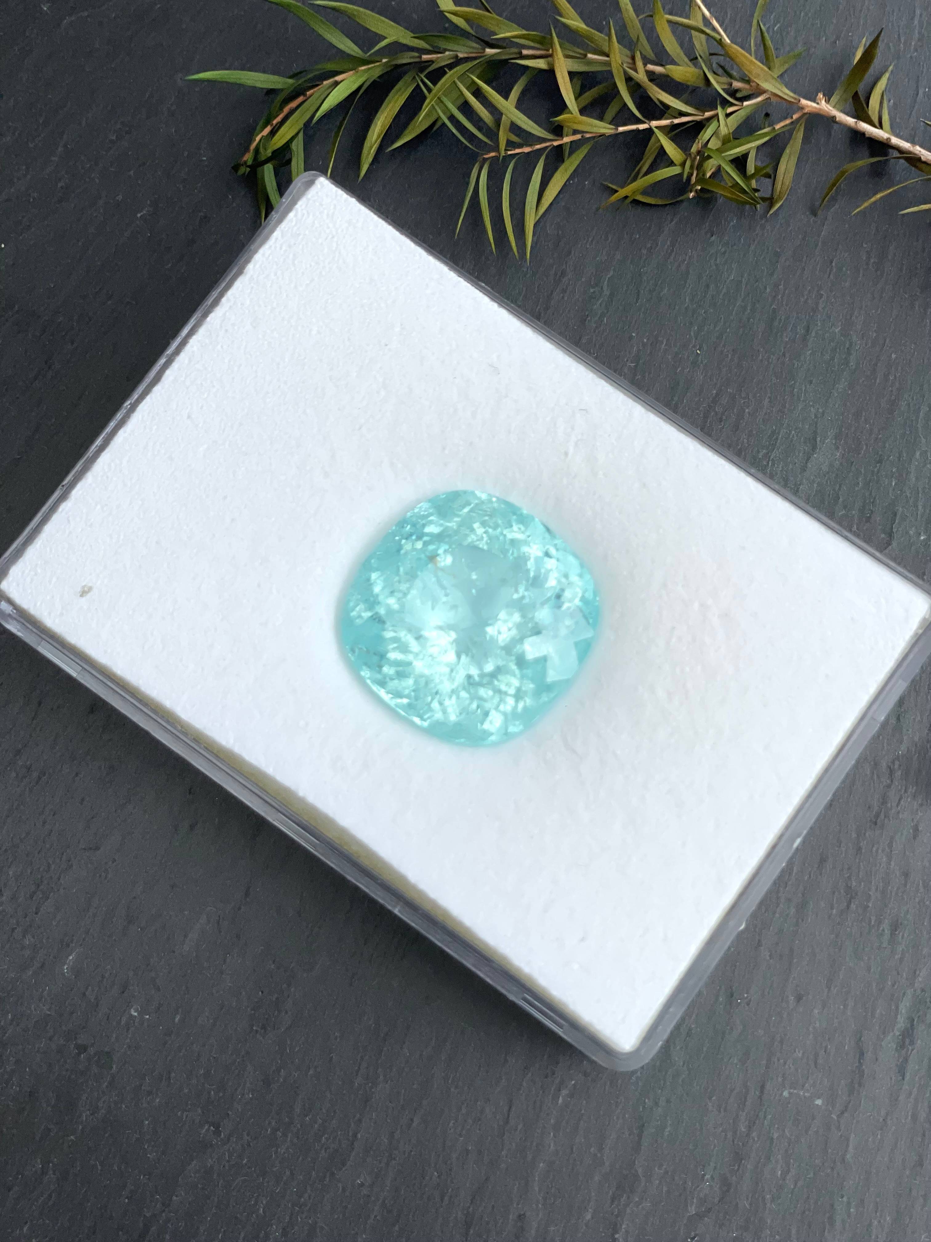 Neon blue paraiba tourmaline, 60.44ct cushion cut — view 5