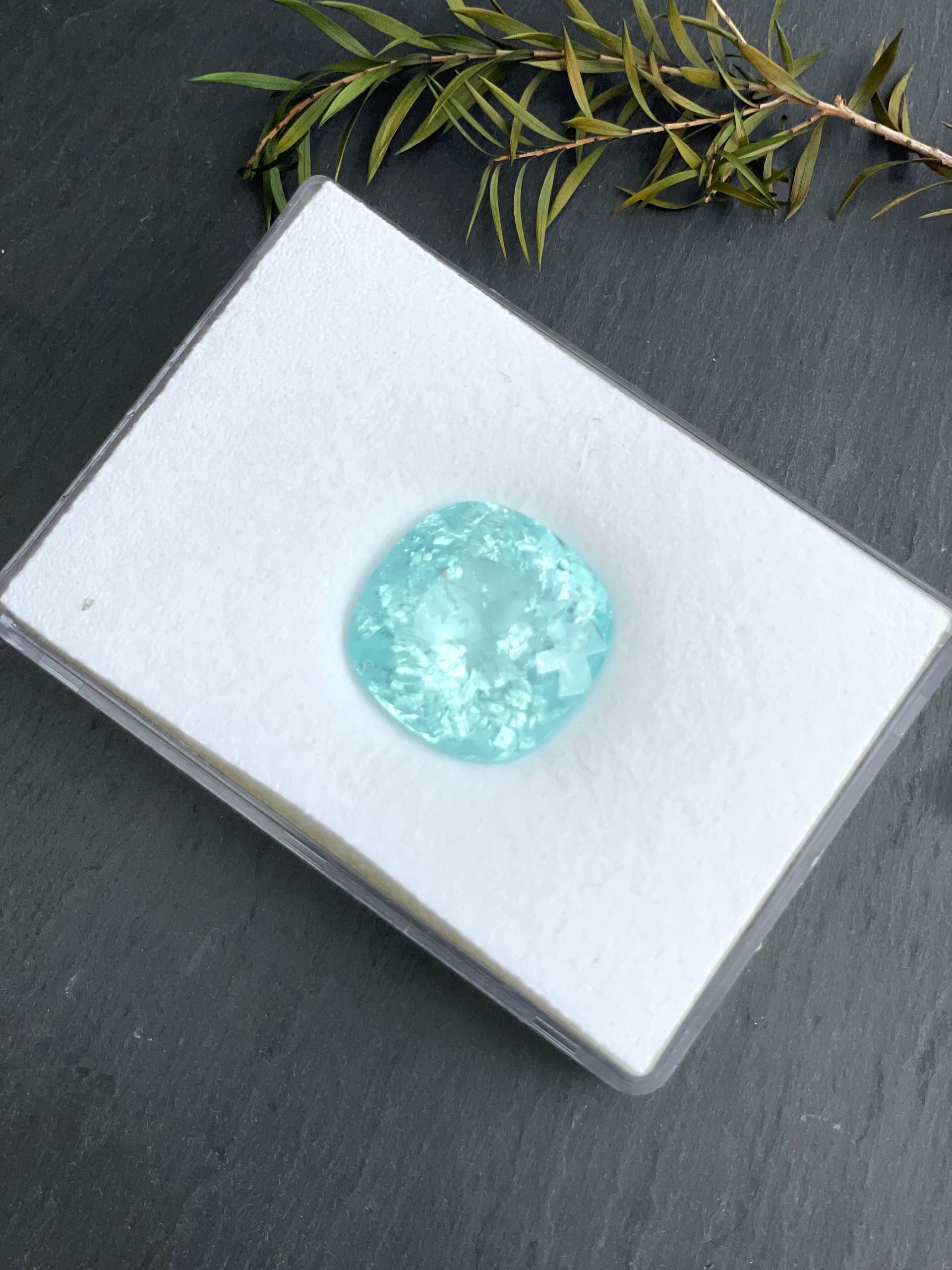Neon blue paraiba tourmaline, 60.44ct cushion cut — view 5
