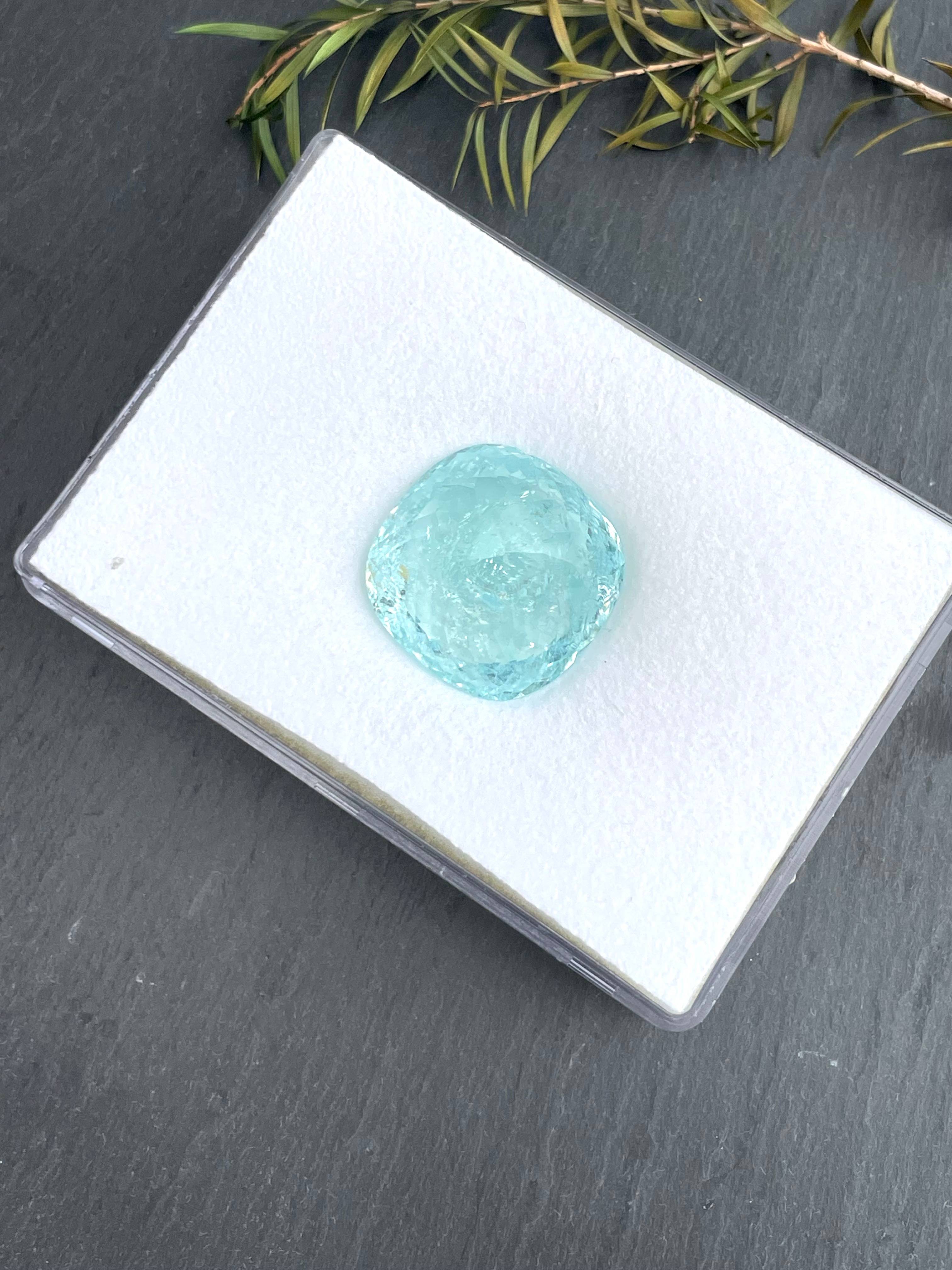 Neon blue paraiba tourmaline, 60.44ct cushion cut — view 6