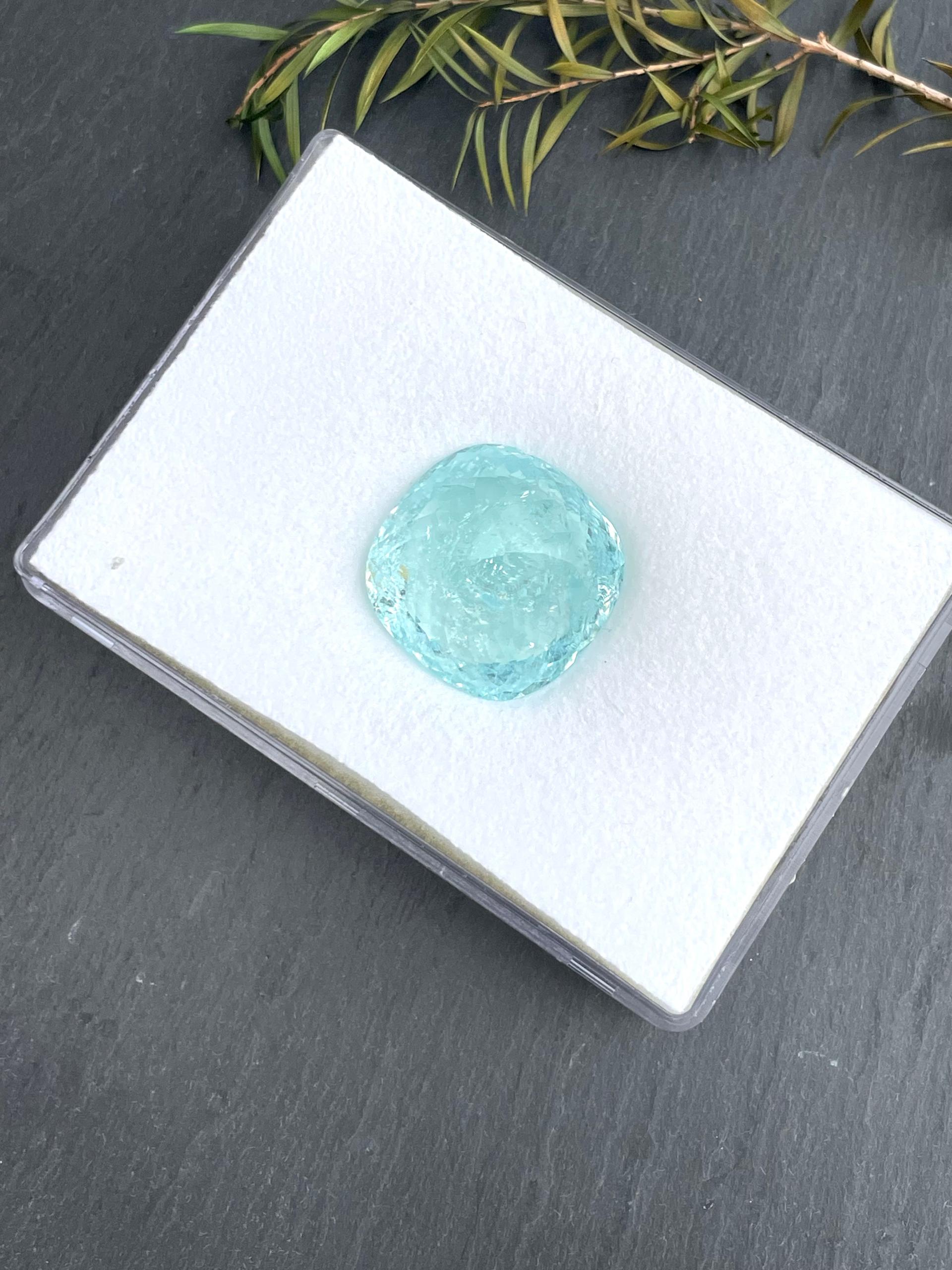 Neon blue paraiba tourmaline, 60.44ct cushion cut — view 6
