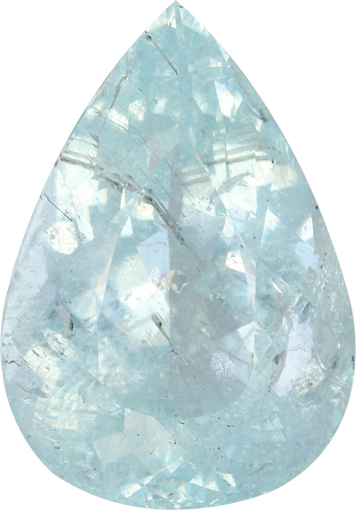 Pear cut paraiba tourmaline, 22.28 by 15.6 mm, shown at actual size