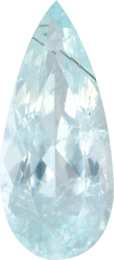 Pear cut paraiba tourmaline, 20.38 by 8.94 mm, shown at actual size