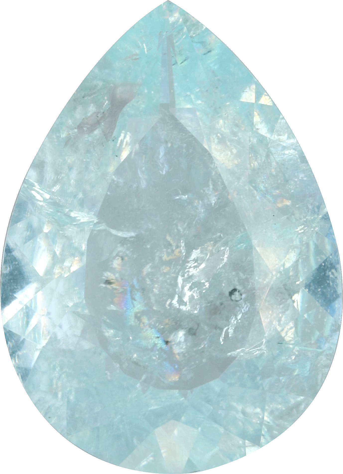 Pear cut paraiba tourmaline, 17.77 by 12.87 mm, shown at actual size