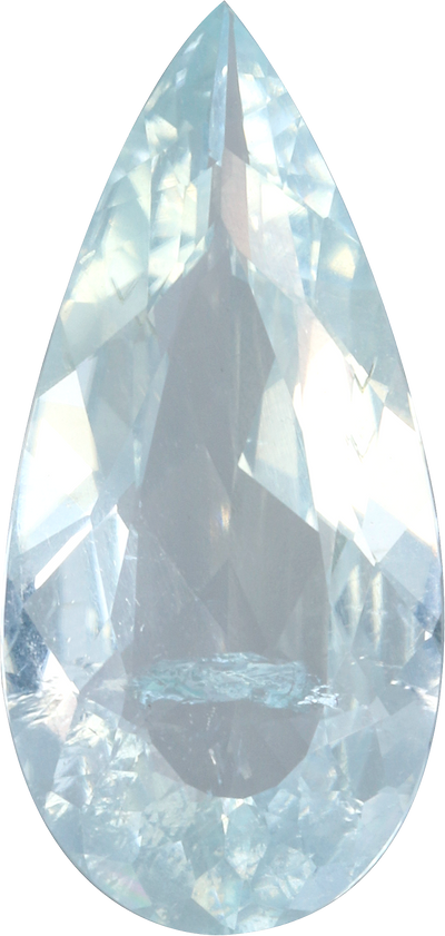 Pear cut paraiba tourmaline, 16.37 by 7.83 mm, shown at actual size