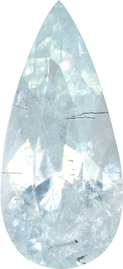 Pear cut paraiba tourmaline, 17.03 by 7.81 mm, shown at actual size