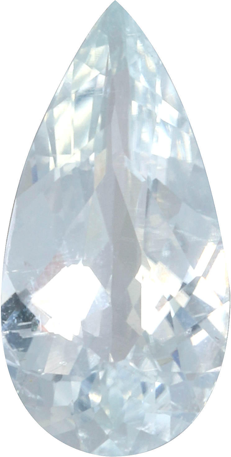 Pear cut paraiba tourmaline, 11.1 by 5.6 mm, shown at actual size