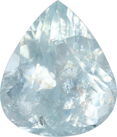 Pear cut paraiba tourmaline, 14.6 by 12.48 mm, shown at actual size