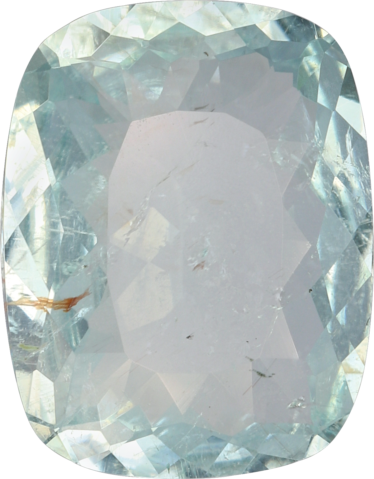 Cushion cut paraiba tourmaline, 11.17 by 8.72 mm, shown at actual size