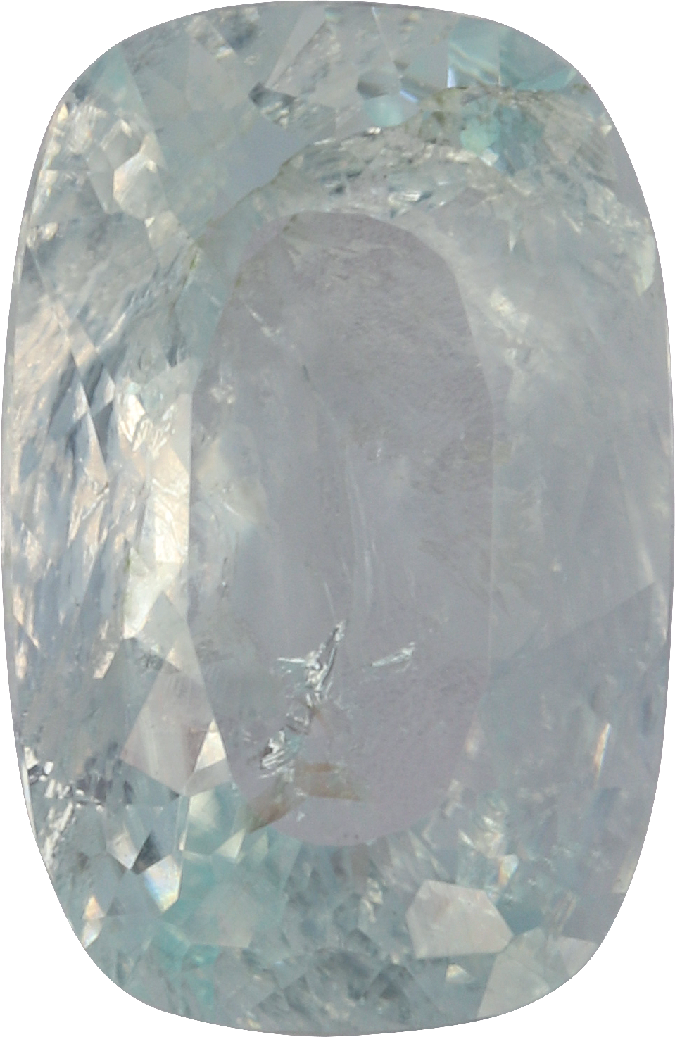 Cushion cut paraiba tourmaline, 9.67 by 6.28 mm, shown at actual size