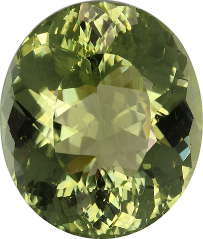 Oval cut cuprian tourmaline, 15.36 by 13.11 mm, shown at actual size
