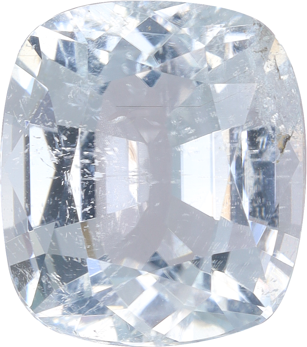 Cushion cut cuprian tourmaline, 9.03 by 7.96 mm, shown at actual size