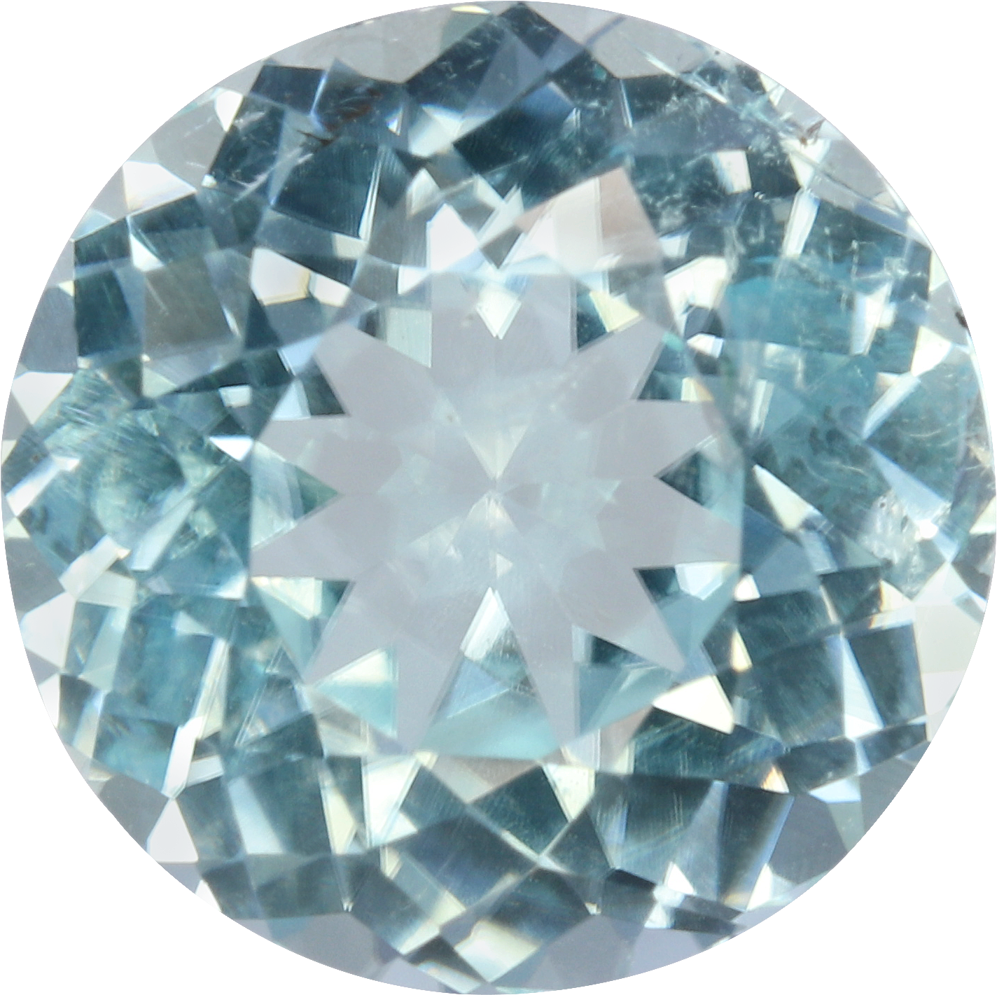 Round cut paraiba tourmaline, 9.15 by 9.13 mm, shown at actual size