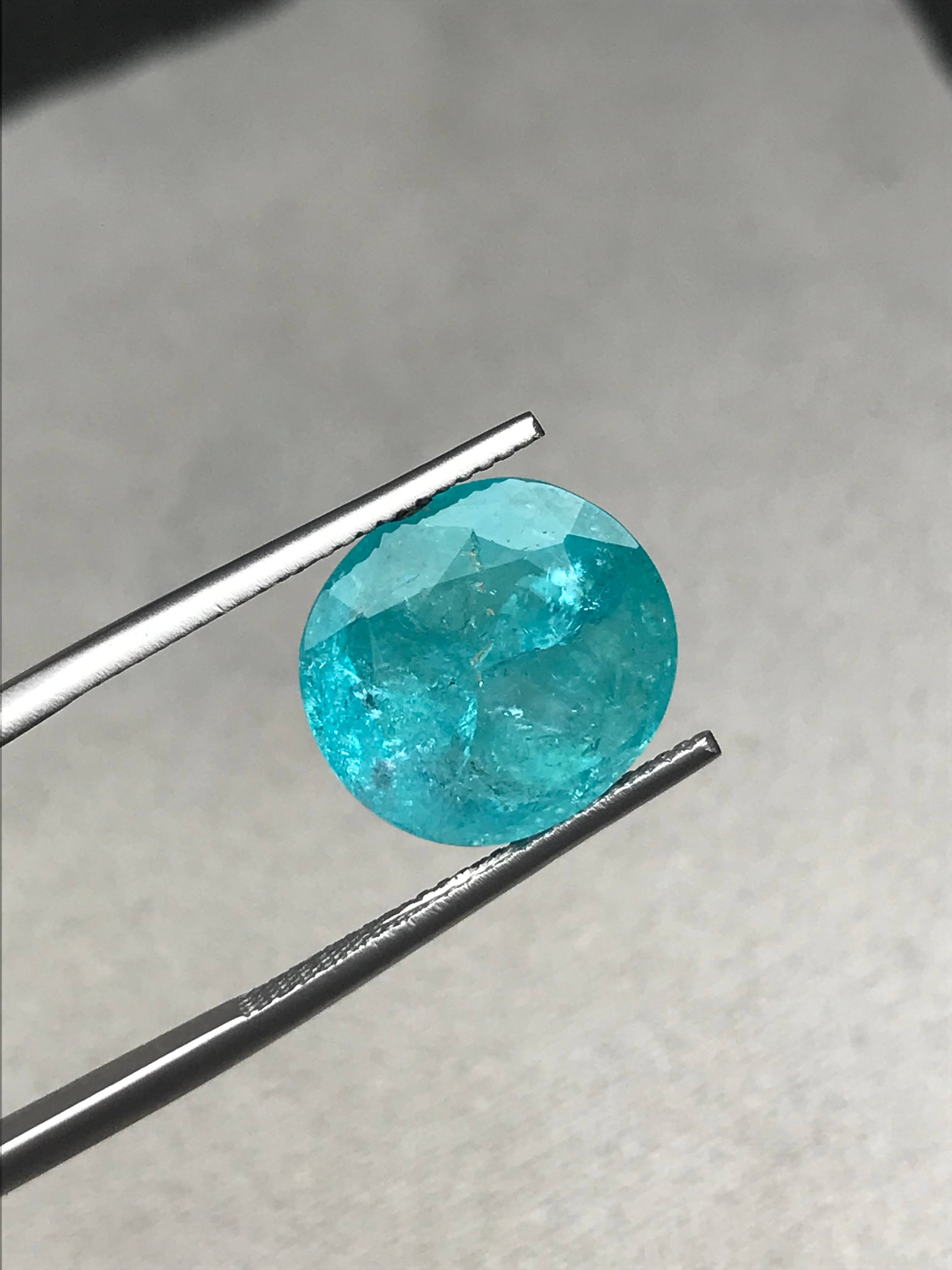 Neon blue paraiba tourmaline, 6.88ct oval cut — view 6