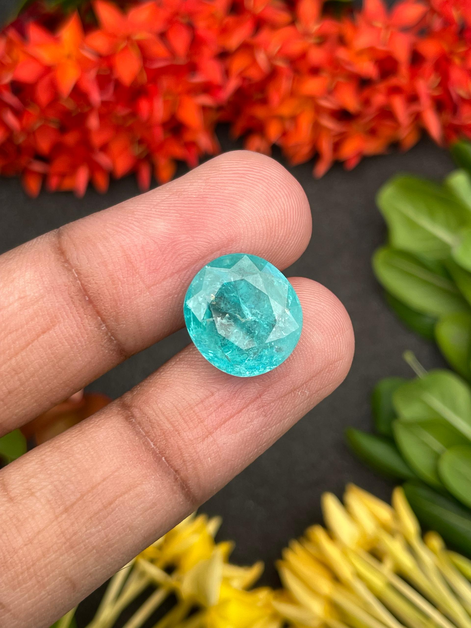 Neon blue paraiba tourmaline, 6.88ct oval cut — view 7