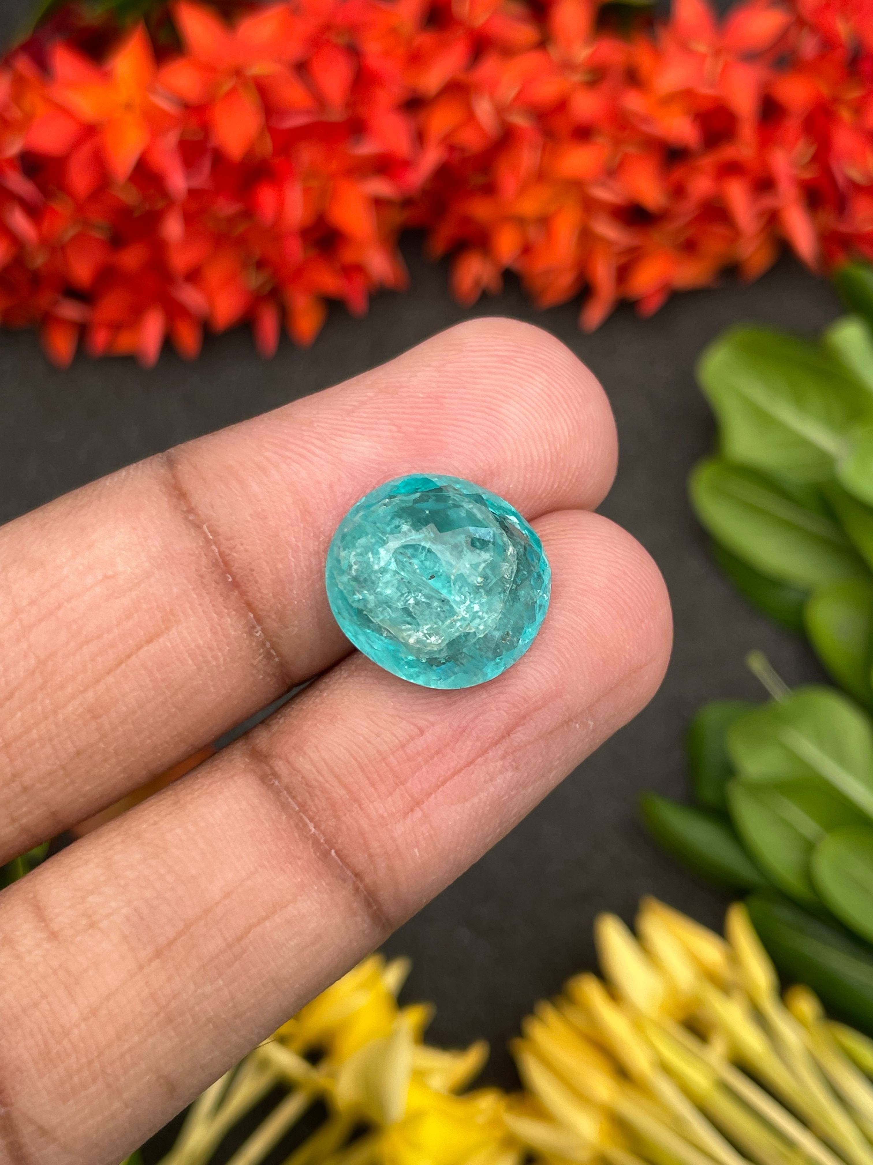Neon blue paraiba tourmaline, 6.88ct oval cut — view 8